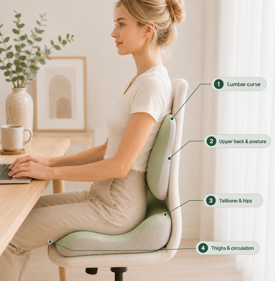Ergonomic Lumbar Support Seat Cushion Set